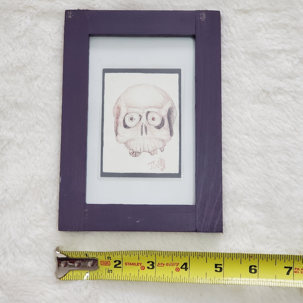 Jinx Art - ORIGINAL SKETCH Purple Skull Art Frame